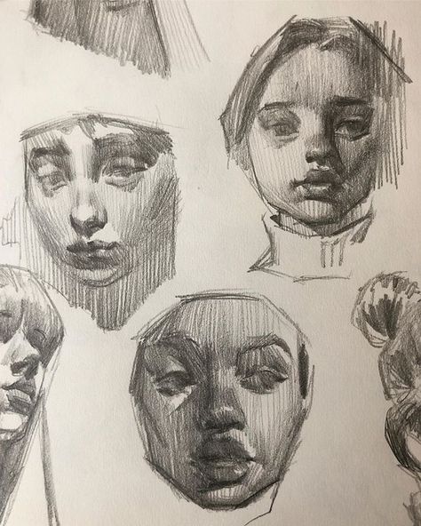 Art Sketches Anatomy, Drawing Head Reference, Back Of Head Reference, Head Study Drawing, Head Sketch Reference, How To Draw Heads, Art Inspiration Sketches, Dynamic Drawing, Head Studies