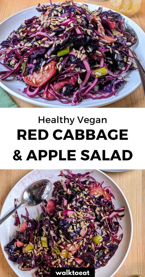 Raw Vegetables Recipes, Mustard Dressing Recipe, Recipe With Apple, Roasted Red Cabbage, Raw Vegan Dinners, Cabbage Salad Recipe, Raw Cabbage, Red Cabbage Recipes, Apple Salad Recipes