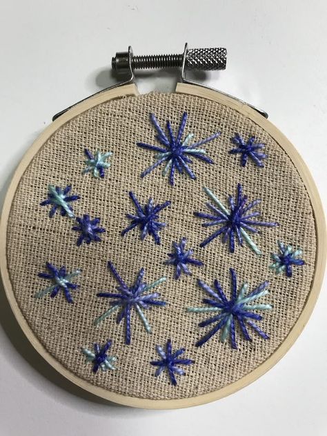 Embroidery: Star Stitch | Create Whimsy Embroider Stars, Star Stitch Embroidery, Constellation Quilt, Learning To Embroider, Embroidery Hoodie, Embroidery Letters, Embroidery Stitches Tutorial, Hand Embroidery Projects, Kleidung Diy