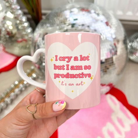 July best selling mugs ⭐️🪩💖 Free gifts with every order placed today! Girly Ceramic Mugs, Taylor Swift Pottery Ideas, Mug Printing Ideas, I Cry A Lot, Sublimacion Ideas, Couples Poster, Handmade Mugs, Cry A Lot, Cute Couple Gifts