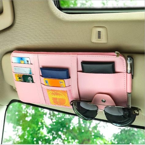 Visor Organizer, Pink Car Accessories, Car Sun Visor, Car Visor, Girly Car, Car Interior Design, Car Essentials, Cute Car Accessories, Pocket Organizer