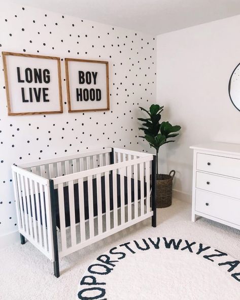 Black And White Themed Nursery, Twin Playroom, Black And White Nursery Gender Neutral, Box Room Nursery, Gray Gender Neutral Nursery, Black And White Crib, Babyletto Crib, Black Crib, Black And White Nursery