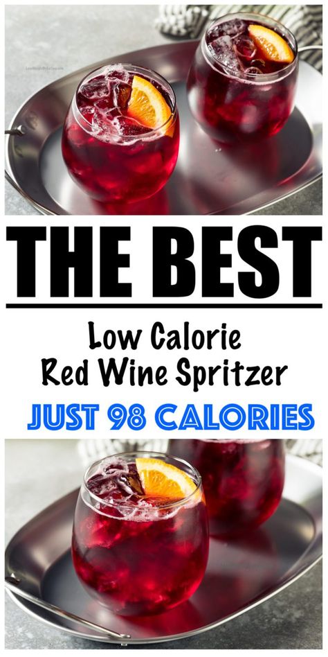 Low Calorie Low Sugar Red Wine Spritzers! Red Wine Spritzer Recipe, Low Calorie Wine, Red Wine Spritzer, Spritzer Drink, Low Calorie Alcohol, Wine Spritzer Recipe, Low Calorie Alcoholic Drinks, Red Wine Cocktails, Wine Mixed Drinks