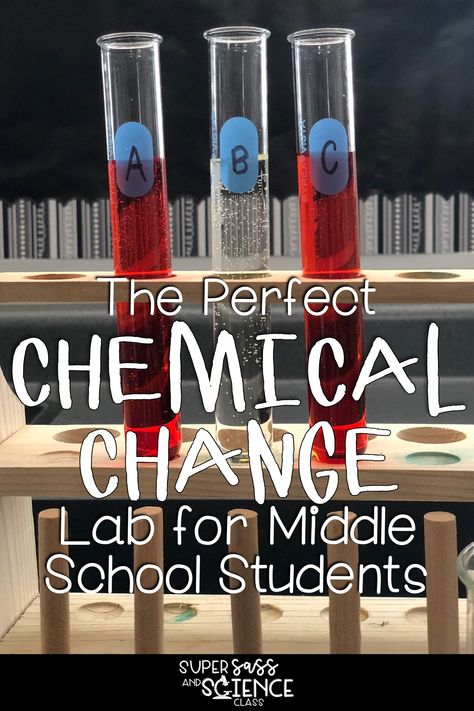 Chemical Reactions For Middle School, Middle School Lab Experiments, Science For Middle School, Middle School Chemistry Experiments, Science Activities For Middle School, Middle School Science Lab, Middle School Chemistry, Chemical Change, Science Lessons Middle School