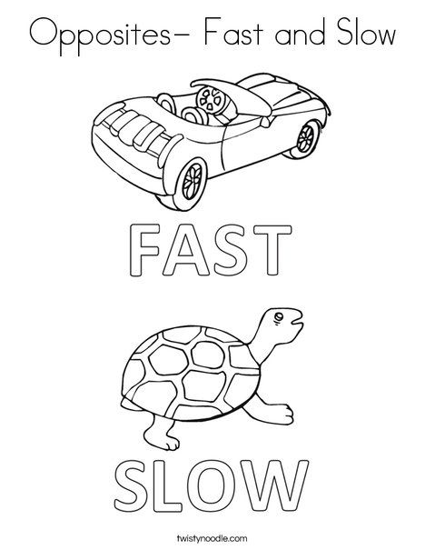 Opposites- Fast and Slow Coloring Page - Twisty Noodle Preschool Opposites, Phonics Rhymes, Opposites For Kids, Opposites Preschool, Opposites Worksheet, Ingles Kids, Preschool Worksheets Free Printables, Farm Animals Preschool, English Worksheets For Kindergarten