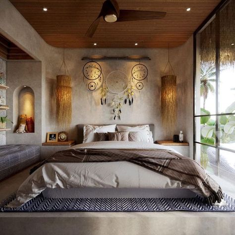 Bali Bedroom Design, Balinese Bedroom, Tropical Bedroom Design, Modern Tropical Bedroom, Modern Tropical Interior Design, Modern Tropical Interior, Tiny Villa, Bali Pool, Bali Bedroom