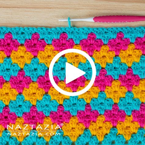 Diamond Granny Stitch Crochet Pattern - Naztazia ® Granny Stitch Crochet, Motifs Afghans, Crochet Blanket Stitch, Stitch Crochet Pattern, Block Stitch, Crochet Granny Stitch, Crochet Blanket Stitch Pattern, Granny Stitch, Granny Square Crochet Patterns Free