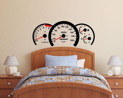 Play Room Kids, Car Speedometer, Car Themed Bedrooms, Car Room, Cars Room, Minecraft Bedroom, Toddler Bedroom, Boys Rooms, Automotive Decor