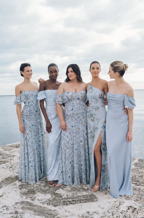 BRIDESMAIDS — The Suite Baby Blue Bridesmaids Dress, Ash Blue Bridesmaid Dresses, Spring Bridesmaid Dresses Blue, Jenny Yoo Whisper Blue, Something Blue Dresses, Spring Floral Bridesmaid Dresses, Blue Floral Bridesmaids Dresses, Different Pattern Bridesmaid Dresses, Dusty Blue Mismatched Bridesmaids