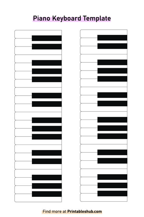 Free Printable Blank Piano Keyboard Templates [PDF Included] | Printables Hub Printable Piano Keyboard, Blank Keyboard Template, Piano Coloring Pages, Printable Keyboard, Piano Practice Chart, Piano Worksheets, Piano Crafts, Free Piano Lessons, Sheet Music With Letters