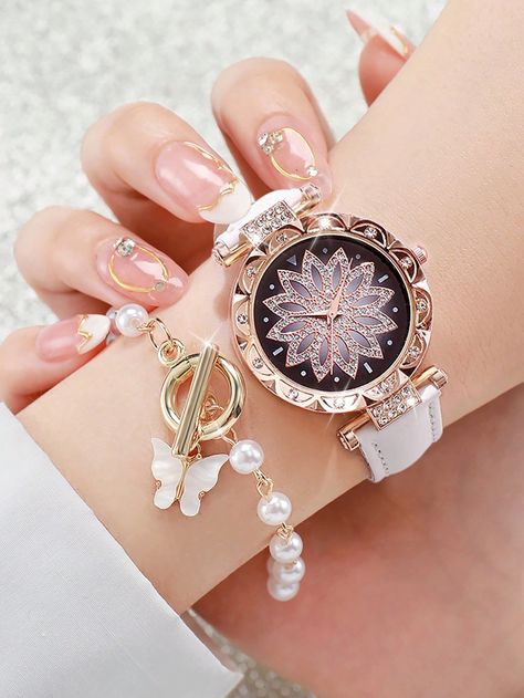 Collar    Watch Set Embellished   Watches Trendy Watches Women Fashion, Korean Jewellery, Cartier Watches Women, Watches Women Simple, Pretty Watches, Casio Vintage, Rolex Watches Women, Simple Watches, Fancy Watches