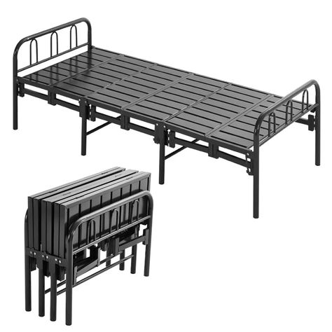 Strong Metal Folding Bed Frame Guest Student Single Platform Headboard Footboard | eBay Folding Bed Single, Folding Bed Design, Dorm Single, Foldable Bed Frame, Bedframe Diy, Single Metal Bed, Single Metal Bed Frame, Folding Bed Frame, Steel Bed Design