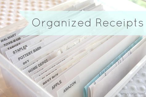 Organized Paper Receipts - Simply Organized Organized Receipts, Receipt Storage, Paper Organization System, Paper Organizing, Paper Monster, Organizing Office, Receipt Organization, Domestic Bliss, Organizing Challenges