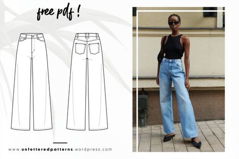 Unfettered Patterns – Page 4 Jeans Sewing Pattern Free, Unfettered Patterns, Comfortable Summer Outfits, Free Pdf Sewing Patterns, Trendy Sewing Patterns, Long Denim Skirt, Free Sewing Pattern, Perfect Denim, Patterned Jeans