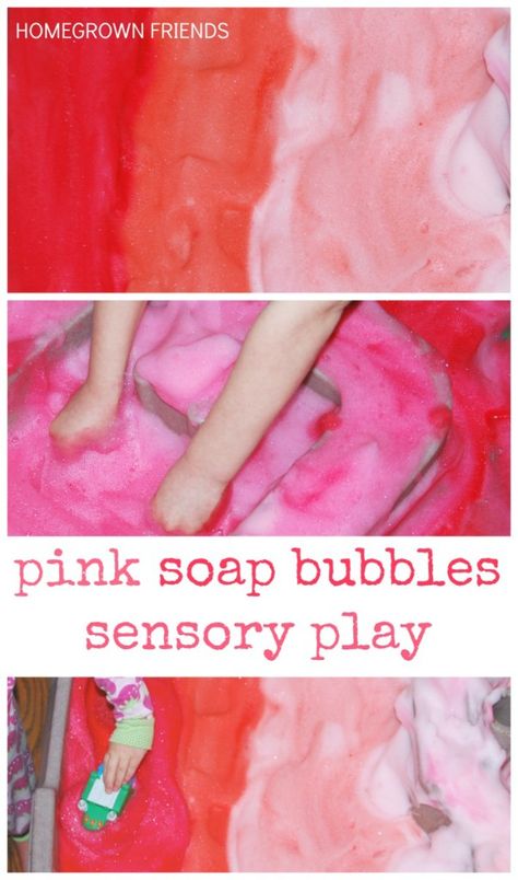 Shades of Pink Soap Bubbles Sensory Play is perfect for Valentine's Day או לטו באב הבעל"ט Valentine Activities, Valentine Sensory, Pink Day, Pink Soap, Invitation To Play, Preschool Colors, Valentine Theme, Toddler Sensory, Teaching Toddlers