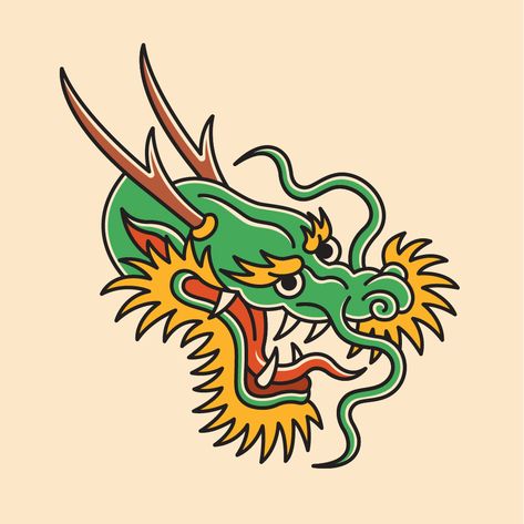 Embrace the mythical with our fierce dragon head tattoo design! 🐉 Unleash your inner fire and strength with this FREE vector illustration from VectorPortal. 🔥 #DragonTattoo #VectorArt #InkInspiration #VectorPortal Dragon Tattoo Illustration, Dragon Flash Tattoo, Japanese Dragon Head Tattoo, Dragon Head Tattoo Design, Japanese Dragon Illustration, American Traditional Dragon Tattoo, Dragon Tattoo Traditional, American Traditional Dragon, Japanese Dragon Art