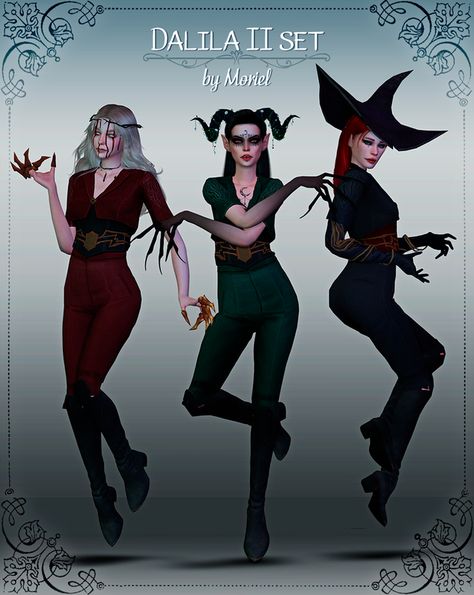 Dalila II set Sims 4 Vampire, Sims 4 Cc Goth, Los Sims 4 Mods, The Sims 4 Cabelos, Sims Medieval, Die Sims 4, Sims Clothes, The Sims 4 Packs, Sims 4 Game Mods