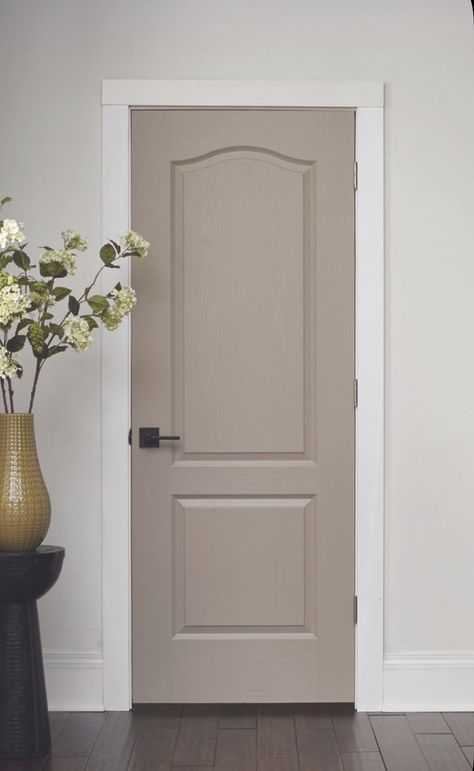 Beige Internal Doors, Off White Doors Interior, Cream Interior Doors, Neutral Interior Door Colors, White Walls Beige Doors, Brown Painted Door, Taupe Doors Interior, Beige Interior Doors, Beige Doors Interior