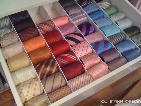 Custom Tie Storage | the joy of design Tie Drawer, Franklin House, Men's Closet, Tie Storage, Dressing Room Closet, Tie Organization, Walk In Closet Design, Bedroom Organization, Wardrobe Room