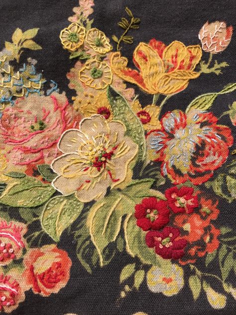 Hand Stitches, Floral Textile, Textile Art Embroidery, Abstract Embroidery, French Fabric, Novelty Fabric, Tapestry Fabric, Embroidery Flowers Pattern, Floral Tapestry