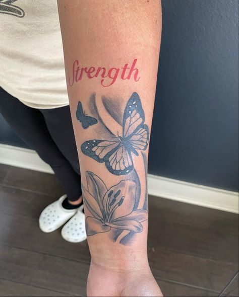 Tattoo Ideas Female Butterfly Arm, Forearm Tattoos For Black Women, Wrist Tattoo Black Women, Medium Tattoos For Black Women, Fast Tattoo Ideas, Medium Sized Tattoos For Women, Dope Tattoos For Women Half Sleeves, Butterfly Arm Tattoos For Women, Medium Size Tattoos For Women