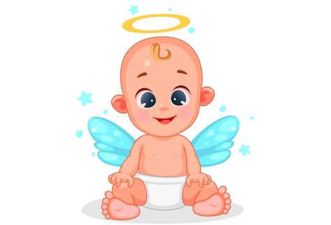 Cute angel baby with beautiful expression Boat Cartoon, Angel Clipart, Cute Angel, Kids Background, Baby Illustration, Angel Cake, Baby Dinosaurs, Holding Baby, Clouds Design