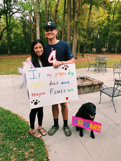 Promposal With Dog, Dog Promposal Ideas, Promposal To Boyfriend, Dog Promposal, Sweet Promposal, Prom Posals For Boyfriends, Prom Posals Ideas For Him, Prom Proposal For Boyfriends, Promposal Ideas For Guys