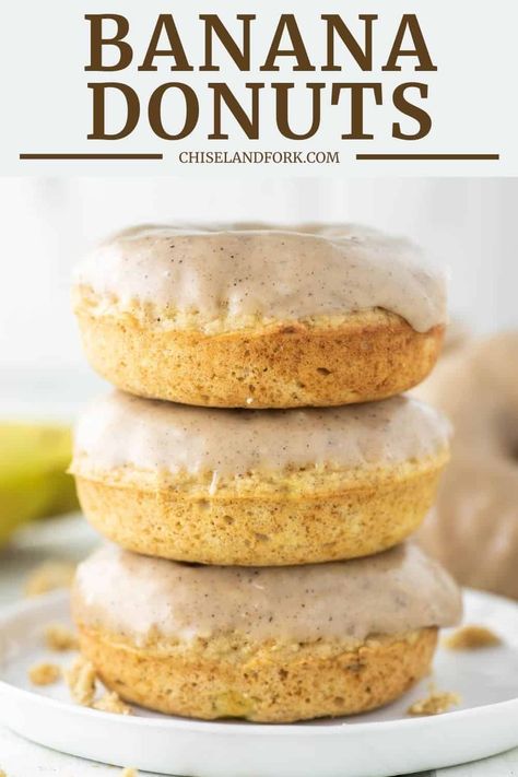 Easy Banana Bread Recipes, Brown Butter Glaze, Doughnut Recipe Easy, Donut Calories, Apple Cider Donuts Baked, Bread Banana, Butter Glaze, Healthy Donuts, Baked Donut Recipes