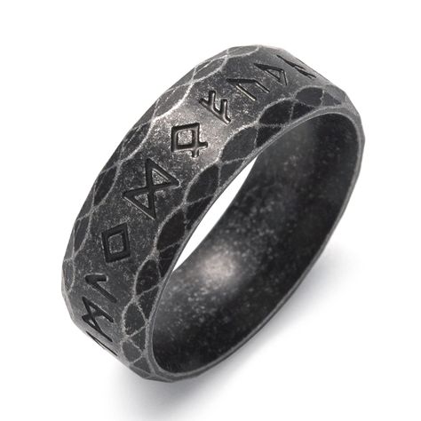 PRICES MAY VARY. ✔Viking Rings for Men Women✔: Unique viking ring with norse runes; In norse mythology,runes are not only symbols,but also believed to bring luck,power,protection,hope,happiness,victory etc; Wearing it as amulet ring,it will bring good luck for wearer. ✔Material✔: Made from premium 316L stainless steel,never tarnish or rust; Unique retro black process; Nickel and lead free,safe for sensitive skin. ✔Details✔: Approx 23x8 mm or 0.91x0.31 inch (LxW); Approx 7gram (0.25 OZ); Availabl Raven Ring For Men, Mens Viking Wedding Ring, Jewelry Accessories For Men, Viking Wedding Ring Men, Mens Jewelry Rings Unique, Men’s Rings, Men Rings Aesthetic, Viking Rings For Men, Guys Jewelry