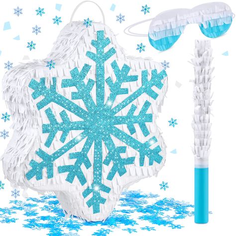 PRICES MAY VARY. Fun Snowflake Pinata Set: these snowflake themed birthday decorations have 1 piece of snowflake pinata, 1 piece of eye patch, 1 piece of bat, 1 pack of snowflakes confettis (200 pieces), a nice combination to satisfy your Christmas, snowflake party game decorations need Fillable Pinata: this snowflake pinata is about 37 x 32 x 9 cm/ 14.57 x 12.6 x 3.54 inch and the size of the small snowflake is about 3 x 3 cm/ 1.18 inch, so that you can fill the pinata with candy, small gifts a Snowflake Pinata, Pinata Frozen, Winter Theme Party, Frozen Pinata, Themed Birthday Decorations, Winter Party Themes, Snowflake Party, Frozen Snowflake, Frozen Themed Birthday Party