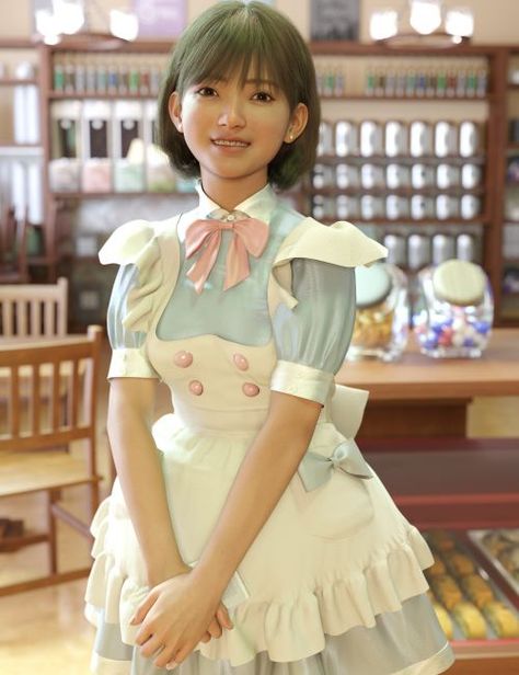 dForce KuJ Cute Maid Cafe Outfit for Genesis 9 | 3d Models for Daz Studio and Poser Maid Cafe Uniform, Maid Cafe Outfit, Cafe Outfit, Cafe Uniform, Maid Cafe, Express Outfits, Uniform Costume, Winter Coat Outfits, Lace Suit