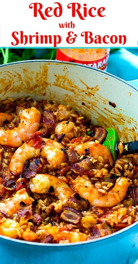 Red Rice with Shrimp and Bacon - Spicy Southern Kitchen Red Beans And Rice With Shrimp, Southern Caviar, Shrimp And Bacon, Celebration Recipes, Nola Recipes, Rice With Shrimp, Southern Foods, Socks With Lace, Spicy Southern Kitchen