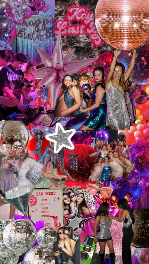 #disco Disco Aesthetic 70s, Disco Party Aesthetic, Nye Theme, Studio 54 Party, 70s Disco Party, 18th Birthday Party Themes, Sweet Sixteen Birthday Party Ideas, Disco Birthday Party, 25th Birthday Parties