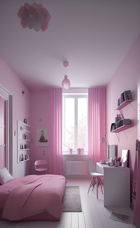 Light Pink Bedrooms, Design Creative Ideas, Pink Bedroom Walls, Home Decor Wallpaper, Fairy Lights Bedroom, Home Decor Aesthetic, Bedroom Decor For Teen Girls, Aesthetic Home Decor, Stylish Curtains