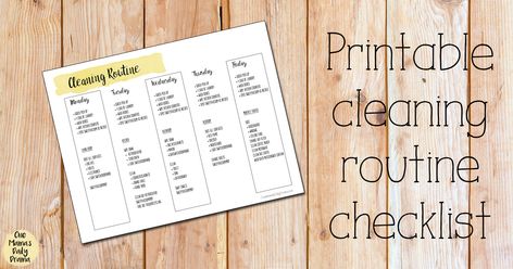 Printable Cleaning Routine Checklist Cleaning Routine Checklist, Routine Checklist Printable, Ideal Schedule, Weekly Cleaning Routine, Free Printable Cleaning, Routine Checklist, Household Binder, Messy House, Checklist Printable