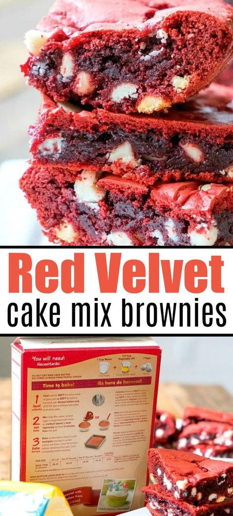 Red Velvet Cake Mix Recipes, Dessert Loafs, Brownies From Cake Mix, Red Velvet Cheesecake Cake, Red Velvet Cheesecake Brownies, Cake Mix Brownies, Choco Cake, Velvet Brownies, Dessert Halloween