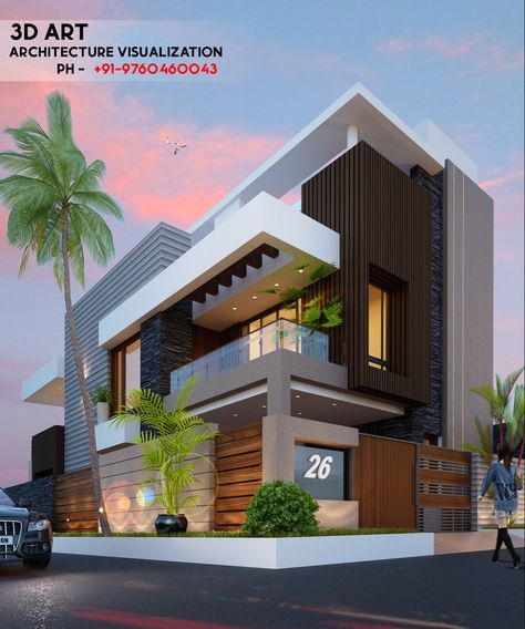 Morden House, 3d Elevation, Small House Front Design, Small House Design Exterior, Classic House Design, House Arch Design, Architect Design House, Architecture Model House, Duplex House Design