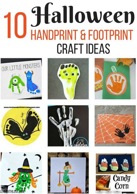 Halloween Handprint Art- 10 different ideas for your littles Easy Fall Handprint Crafts, Halloween Craft Ideas For Infants, Halloween Crafts For 15 Month Old, Handprint Crafts Halloween, Infant Art Projects Halloween, Halloween Toddler Handprint Crafts, Halloween Kids Handprint Crafts, Halloween Crafts For Toddlers Footprint, Baby Art Projects Fall