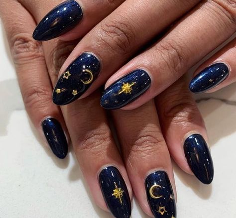 Night Inspired Nails, Night Nail Art, Night Sky Nails, Real Nails, Witch Nails, Manicure Art, Witchy Nails, Nail Art Trends, Smink Inspiration