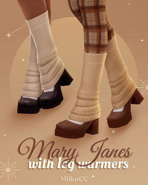 Mary Janes with leg warmers | Patreon Free Sims 4 Clothes, Girly Cc Sims 4, Miiko Cc Sims 4, Mary Janes With Leg Warmers, Bonnet Sims 4 Cc, Free Cc Sims 4 Clothes, The Sims 4 Pack, Halloween City, San Myshuno