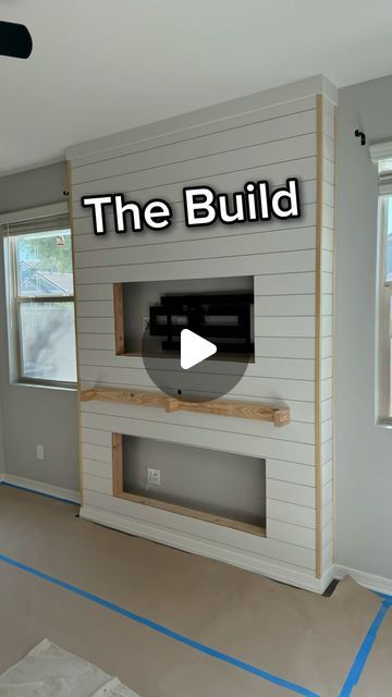 Accent Wall Designs on Instagram: "PART ONE: The Build 🔨 
.
Follow for PART TWO: The Result
.
If anyone can tell me what’s different in this video than ANY of our previous videos, I have a special gift I’ll be sending you! (First correct response only).
.
Teamwork makes the dream work, having a second set of hands is invaluable on these builds 🙌
.
DM for a quote (AZ Only)
.
#builder #mediawall #fireplace #builtins #tvwall #accentwall #shiplap #carpentry #livingroom #livingroomdecor #inspo" Wall Behind Tv, Fireplace Accent Walls, Electric Fireplace Wall, Teamwork Makes The Dream Work, Shiplap Accent Wall, Linear Fireplace, Accent Wall Designs, Fireplace Tv Wall, Shiplap Fireplace