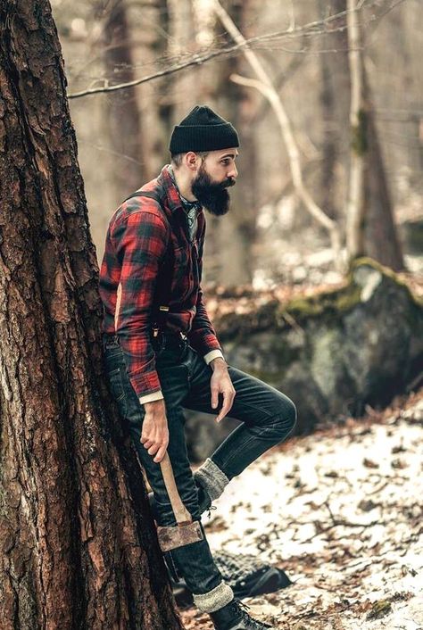 lumberjack #men #menfashion #fashion #mensfashion #manfashion #man #fashionformen Lumberjack Men, Lumberjack Beard, Lumberjack Style, Man With A Beard, Lumberjack Plaid, Black Beards, Rugged Men, Beard Tattoo, Mens Fashion Rugged