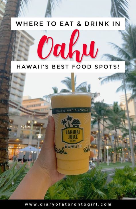 The best food spots and restaurants to visit in Oahu, Hawaii! Oahu Restaurants, Coffee Island, Toronto Girls, Hawaiian Dishes, Mind Hacks, Honolulu Waikiki, Hawaii Trip, Food Spot, Eat And Drink