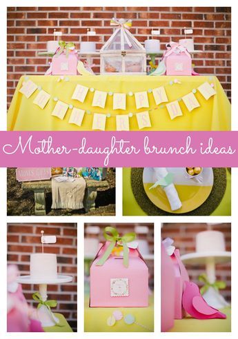 Mother Daughter Brunch Ideas - Pretty My Party Mother Daughter Luncheon Ideas, Mother Daughter Party Ideas, Mother Daughter Brunch Ideas, Brunch Fundraiser, Mother Daughter Brunch, Mom Brunch, School Dance Themes, Teapot Decorations, Mother Daughter Activities