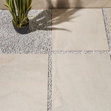 In warm tones of ivory and white with variations in color and veining, Acadia Linen Beige 24x24 Limestone Look Matte Porcelain 2CM Paver brings an elegant quartz-look to a large square format for outdoor spaces. Enhanced by an organic-looking matte finish, and with the dependable durability of 2 CM thick porcelain, this tile makes the exquisite beauty of natural stone an affordable and practical option. The earthy textures and natural tones of limestone, slate, and quartz are featured in our por Cream Backsplash, Limestone Pavers, Outdoor Pavers, Affordable Tile, Paver Designs, Paver Tiles, Concrete Patio Designs, Limestone Flooring, Outdoor Stone