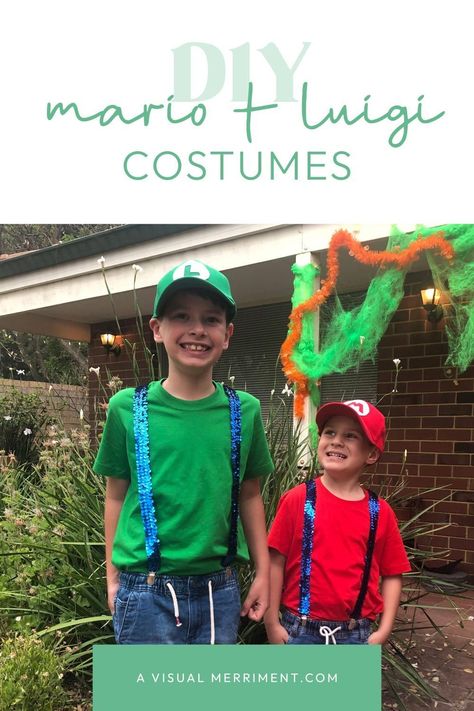 Mario Luigi Costume, Mario Costumes, Easy Costumes To Make, Super Mario Costumes, Luigi Costume, Mario Costume, Quick Costumes, Super Mario And Luigi, Easy Diy Costumes