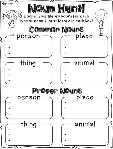 Noun Hunt Worksheet, Nouns Worksheet 2nd Grade, Proper Nouns Activity, Nouns First Grade, Nouns For Kids, Teaching Nouns, Proper Nouns Worksheet, Ingles Kids, 2nd Grade Grammar