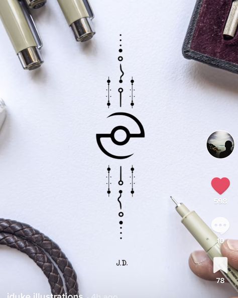 Pokemon Go Tattoo, Dainty Pokemon Tattoo, Pokemon Finger Tattoo, Pokemon Ball Tattoo Ideas, Pokeball Tattoo Black And White, Pokémon Ball Tattoo, Unown Pokemon Tattoo, Pokemon Back Tattoo, Simple Pokemon Tattoo Ideas