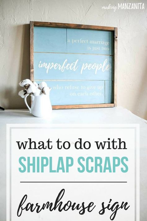 Curious what to do with extra shiplap scraps? You can turn those ship lap pieces into a DIY wooden farmhouse style sign with furring strips frame! How to make your own modern farmhouse sign | Farmhouse sign sayings and quotes for master bedroom decor with tutorial | Ideas and inspiration for fixer upper style signs like Joanna Gaines uses  #shiplap #farmhouse #sign #silhouette Sign Sayings, Shiplap Boards, Shiplap Sign, Ship Lap, Wooden Farmhouse, Diy Shiplap, Sayings And Quotes, Faux Shiplap, Guest Bedroom Decor