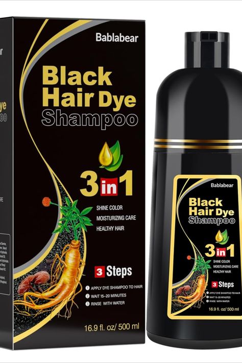 Bablabear MEIDU Black Hair Dye Shampoo, Semi-Permanent Gray Coverage for Women and Men, 3 in 1 with Natural Ingredients, Lasts 30 Days/500ml Hair Dye Shampoo, Black Hair Dye, Gray Coverage, Semi Permanent, Hair Dye, Azerbaijan, Healthy Hair, Dyed Hair, Natural Ingredients